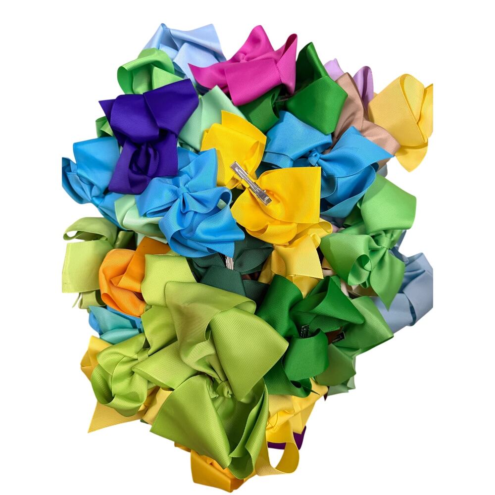 New 6 pc Assortment of 4" to 6" Multi-Colored Cheer-Girls Bows